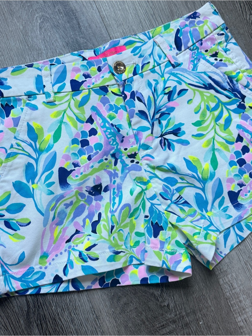 Lilly Pulitzer Women's Chino Shorts Size 4 Floral Twill Cotton Stretch NWT 0192